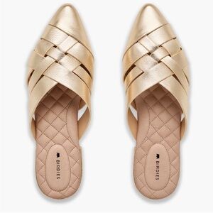 Birdies Gold Woven Mules